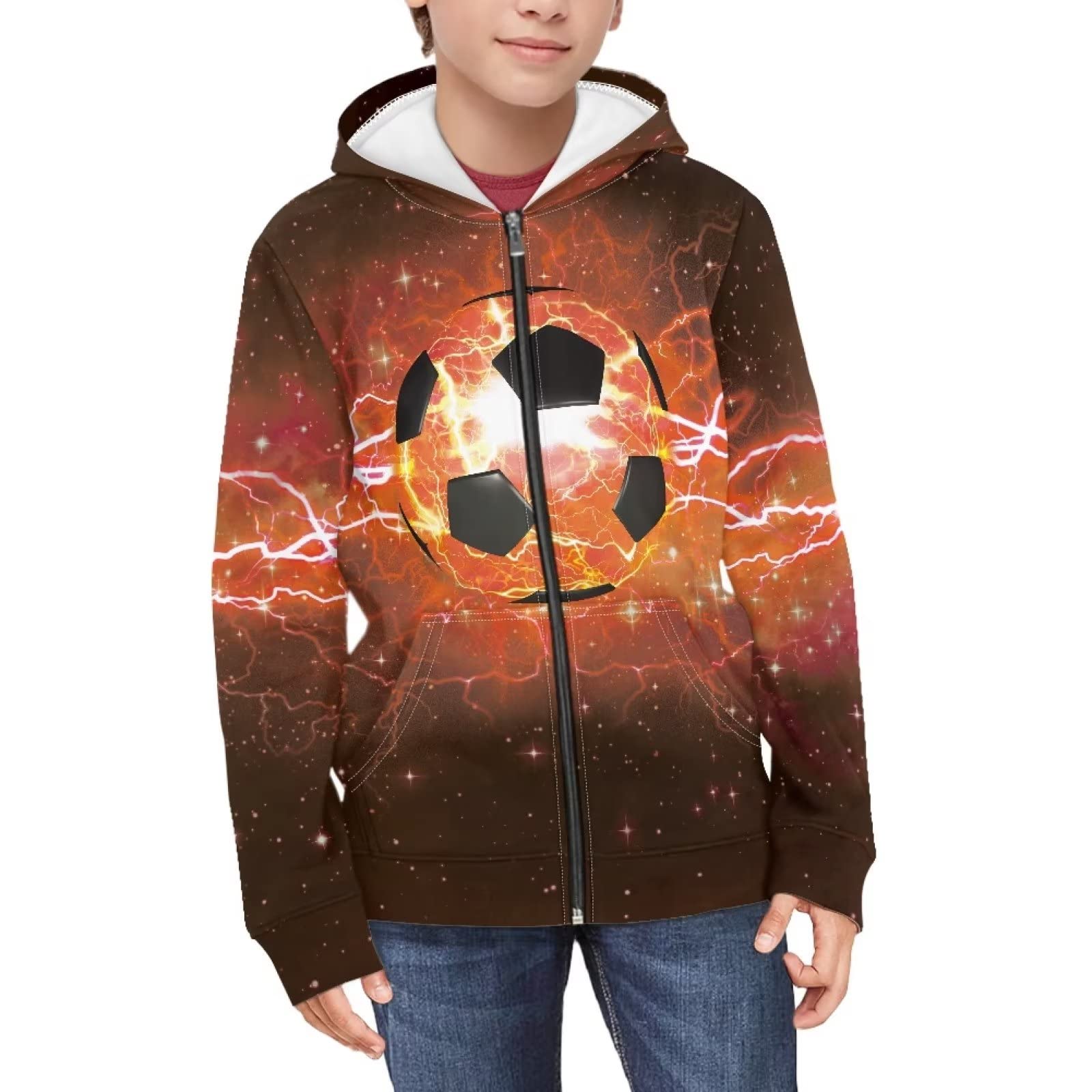 Suobstales Kids Soft Zip-Up Hoodie for Boys 6-16 Years Hooded Sweatshirt Fall Cardigan Jacket with Pockets