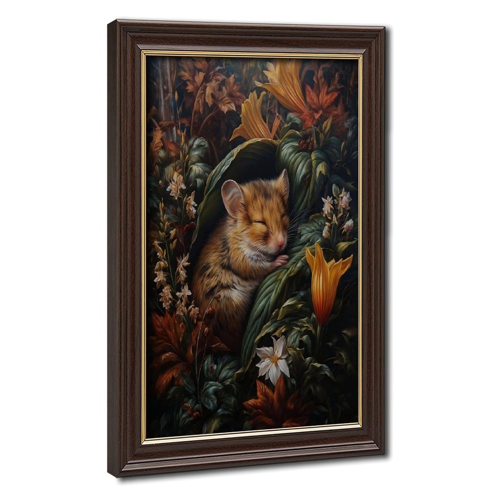 Bareronor Turquoise Whimsical Mouse Canvas Poster Bedroom Decor Landscape Office Room Decor Gift 24" L X 36" W
