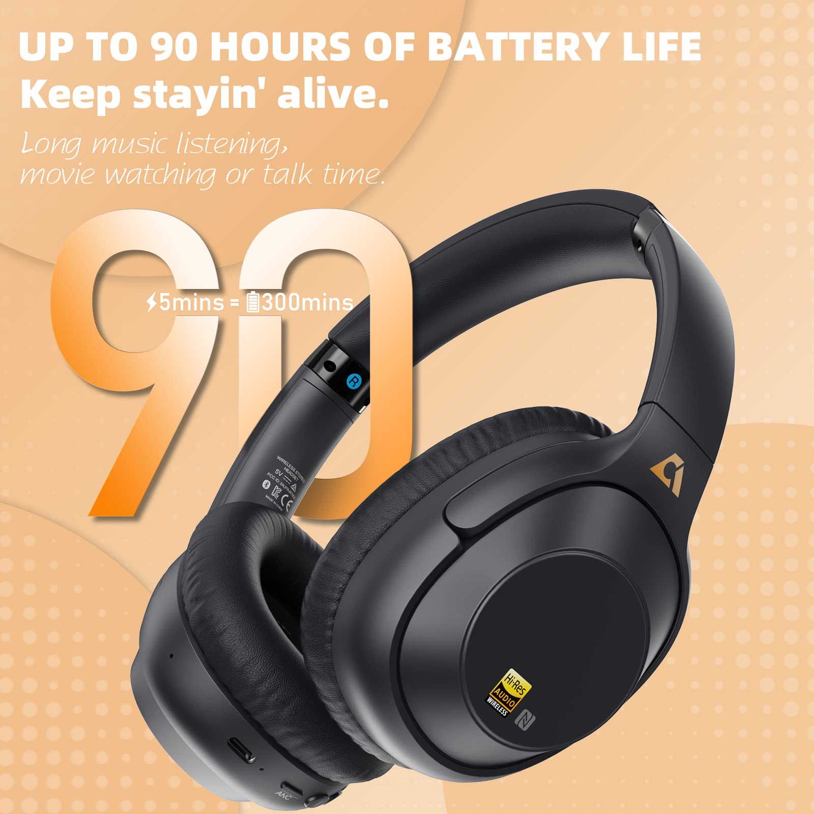 新品 Ankbit E500Pro+ ワイヤレス ハイレゾ ノイズキャンセリング Ankbit E500Pro+ LDAC Hybrid Active Noise Cancelling Headphones