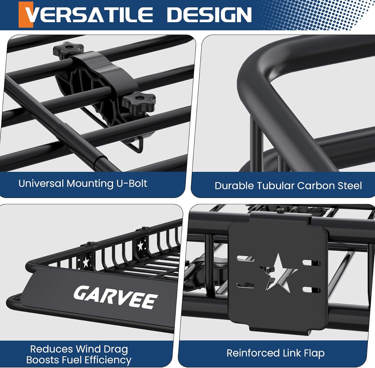 Garvee 46 in x 36 in Universal Roof Rack Basket, 200 LBS Capacity Luggage Rack, Heavy Duty Rooftop Cargo Carrier, Car Top Luggage Holder Basket Heavy Duty for SUVs, Trucks, Vehicles