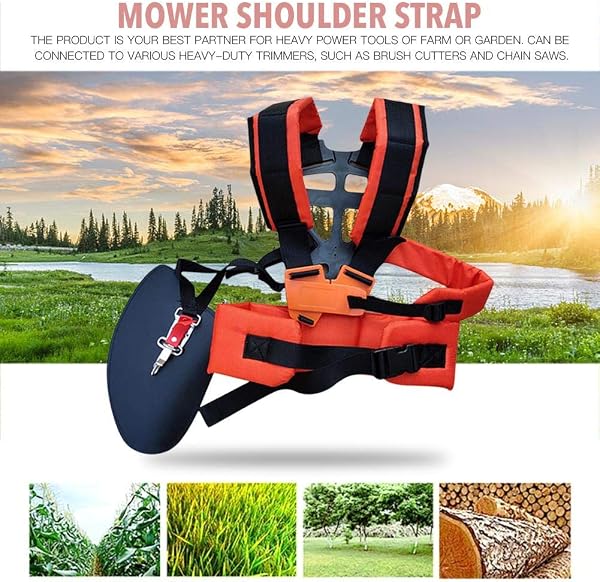 Correa de Hombro para cortacésped Correa del arnés de la Recortadora de Nailon para segadora Doble con fácil Ajuste para cortadora de césped de jardín de Nylon Duro, para Desbrozadora Garden Lawn - 4