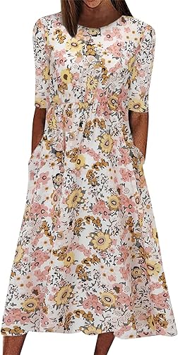 OJinShaWanO Vestido largo de talla grande para mujer casual de verano a rayas con botones cuello en V sin mangas con bolsillo vestido largo