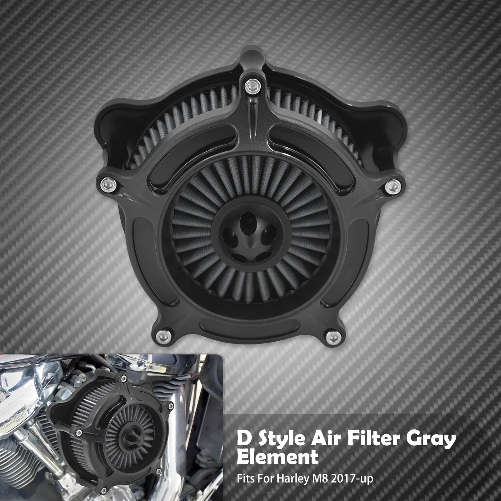 filtro de aire moto Filtro de admisión negro para motocicleta, filtro de aire compatible con Harley Sportster XL 883 1200 Dyna v-rod Boy Touring FLHR FLHX(Air Filter D)