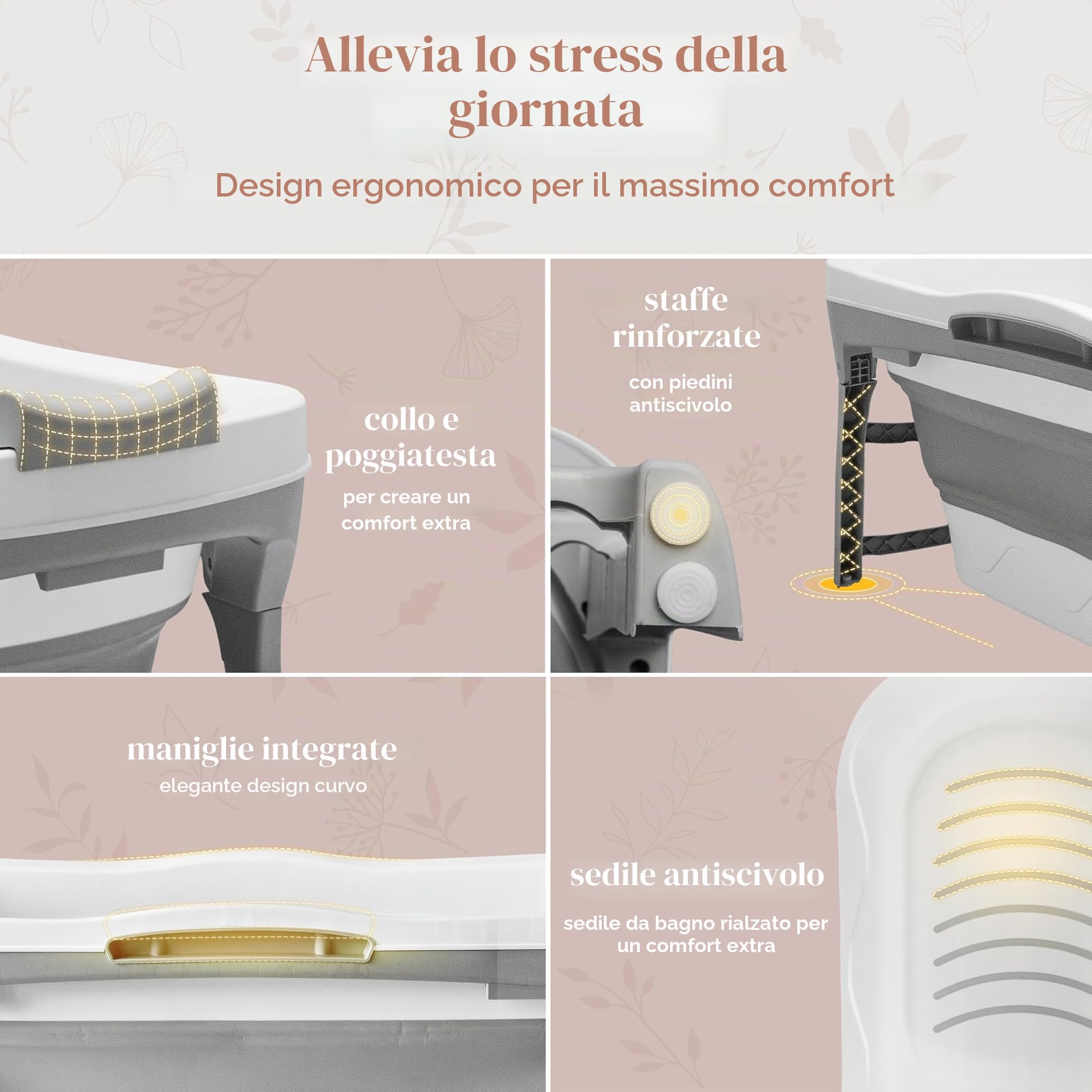Vasca da bagno portatile per adulti, extra large, pieghevole, 142,2 cm, design ergonomico per il massimo relax e il bagno ghiacciato, ideale per piccoli spazi, vasca da bagno pieghevole rapida e senza