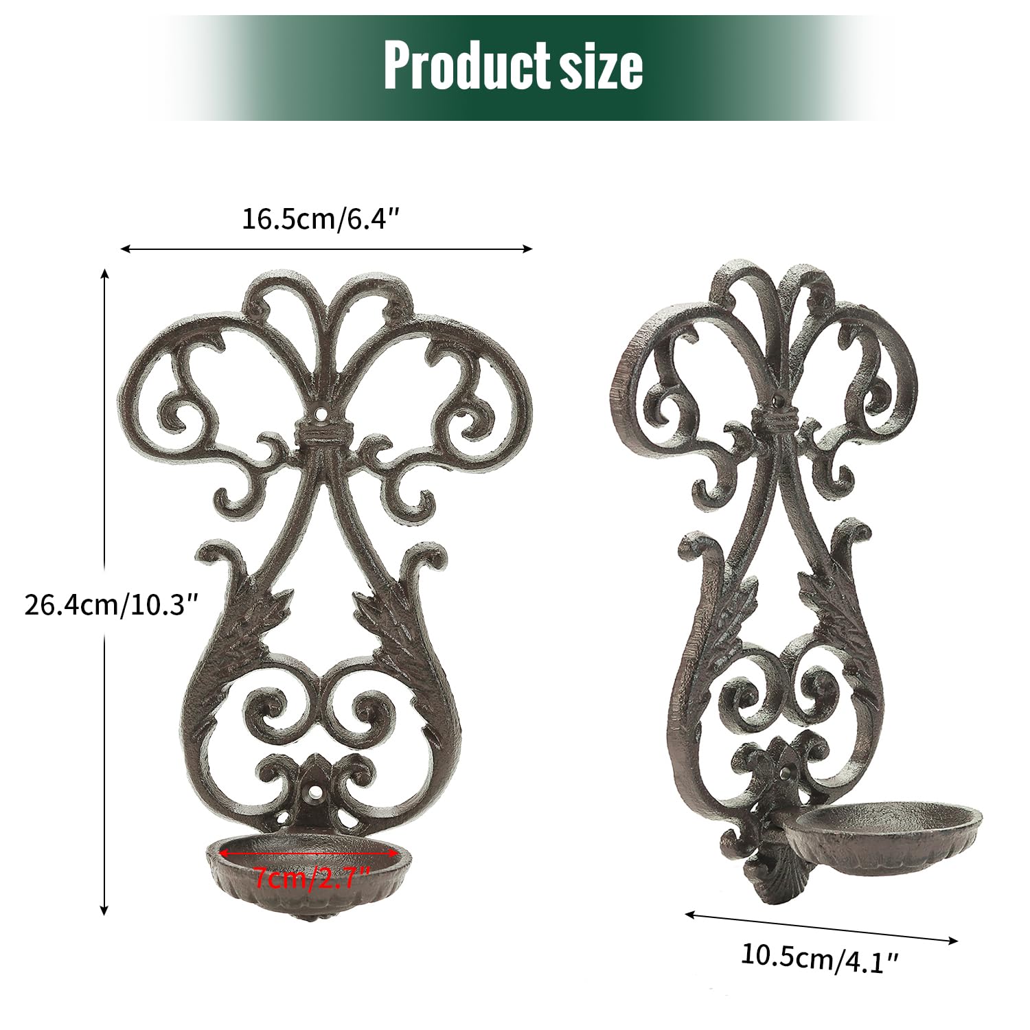 Sungmor Gietijzeren muur opknoping schans theelicht pijler kandelaars houder - vintage eenvoudige stijl embleem vorm huis kaars display houder - handgemaakte kunst kaars stand decor voor binnen buiten