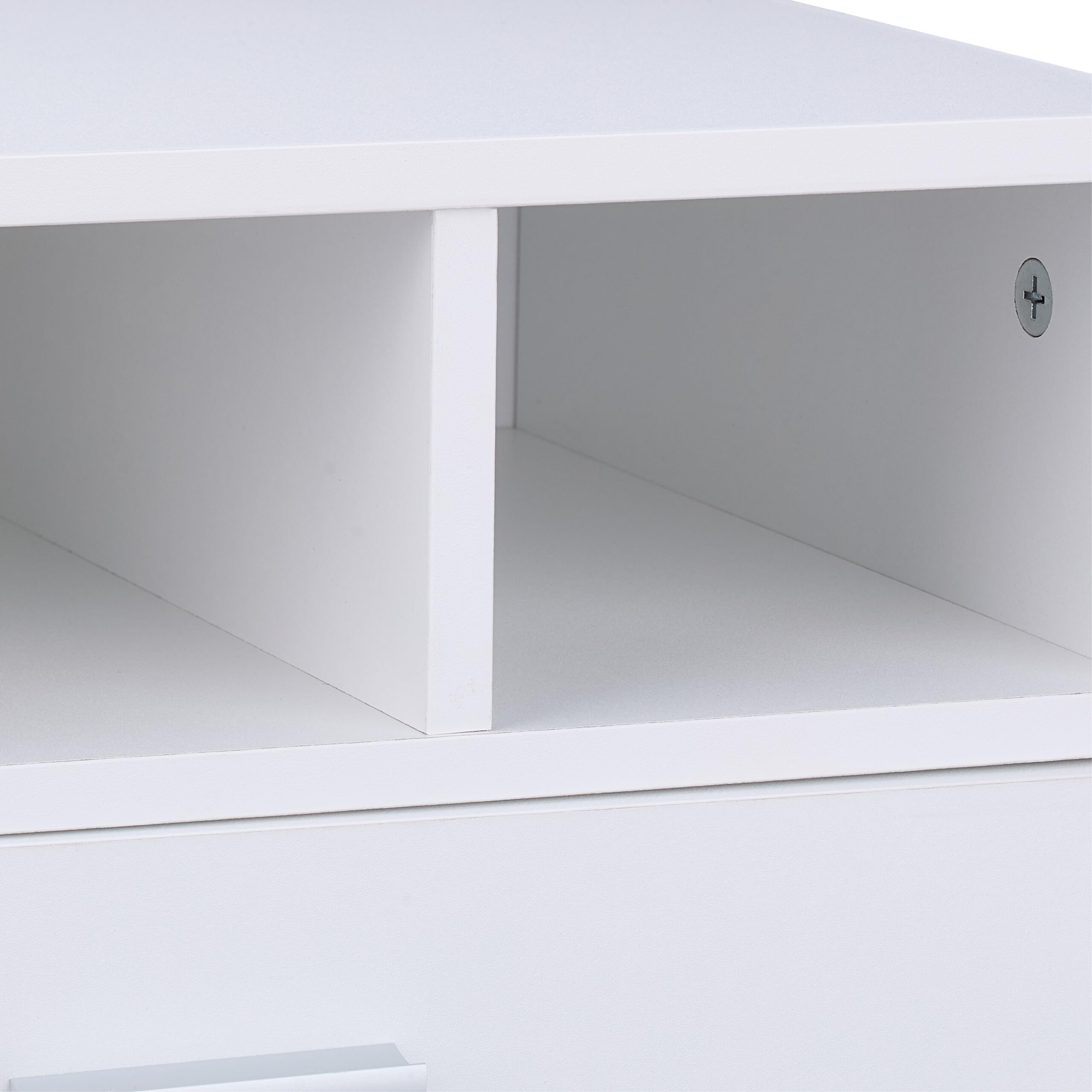 Relaxdays Supporto per Stampante con Cassetto e 2 Scomparti, Organizer Scrivania Portastampanti, HLP 22x40x30 cm, Bianco