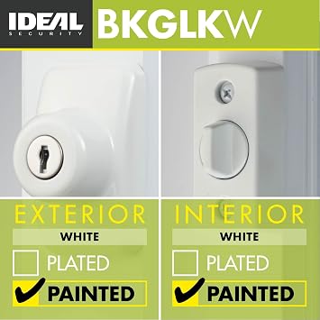 Ideal Security Model GLK Deadbolt for Storm and Screen Doors, Key Lock, White (2-Piece Set)