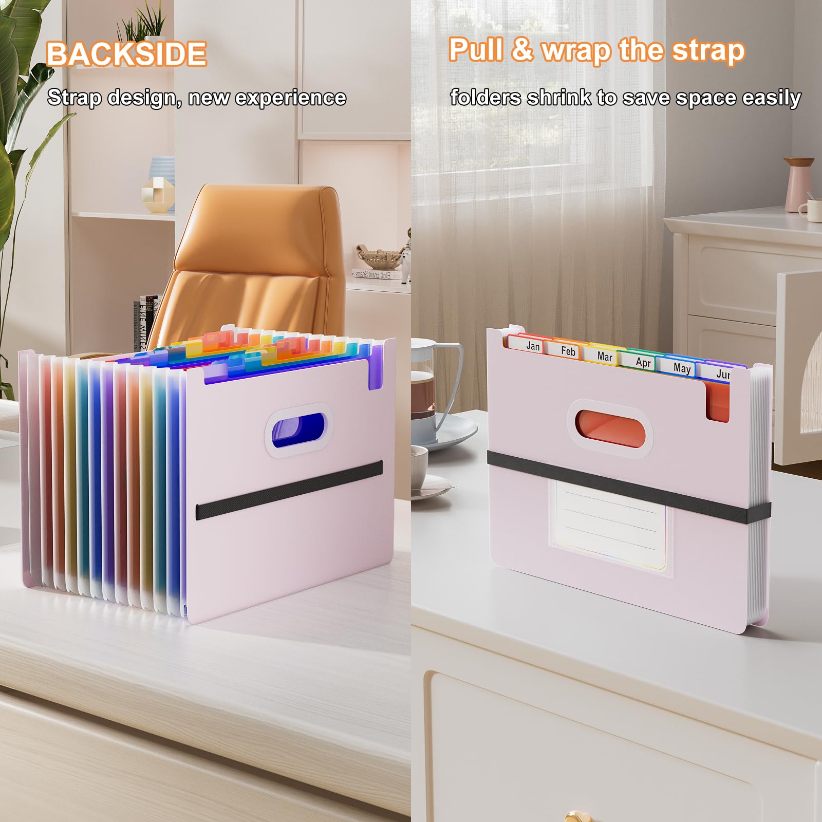ThinkTex Organiseur de fichiers accordéon, 12 poches extensibles verticales et ouvertes sur le dessus, pour reçus papier, factures et taxes, format lettre/A4 pour l'école, le bureau, la maison avec