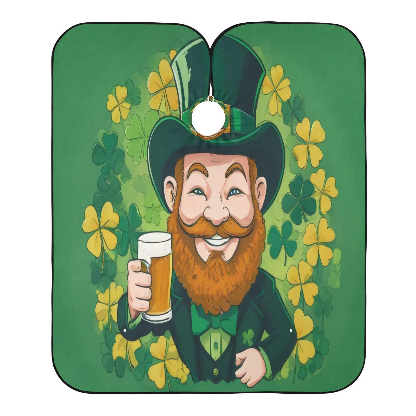 Burbuja St. Patrick Beer Barber Cape, Hair Cutting Cape with Adjustable Neckline Waterproof Polyester Salon Barber Cape for Unisex Adult