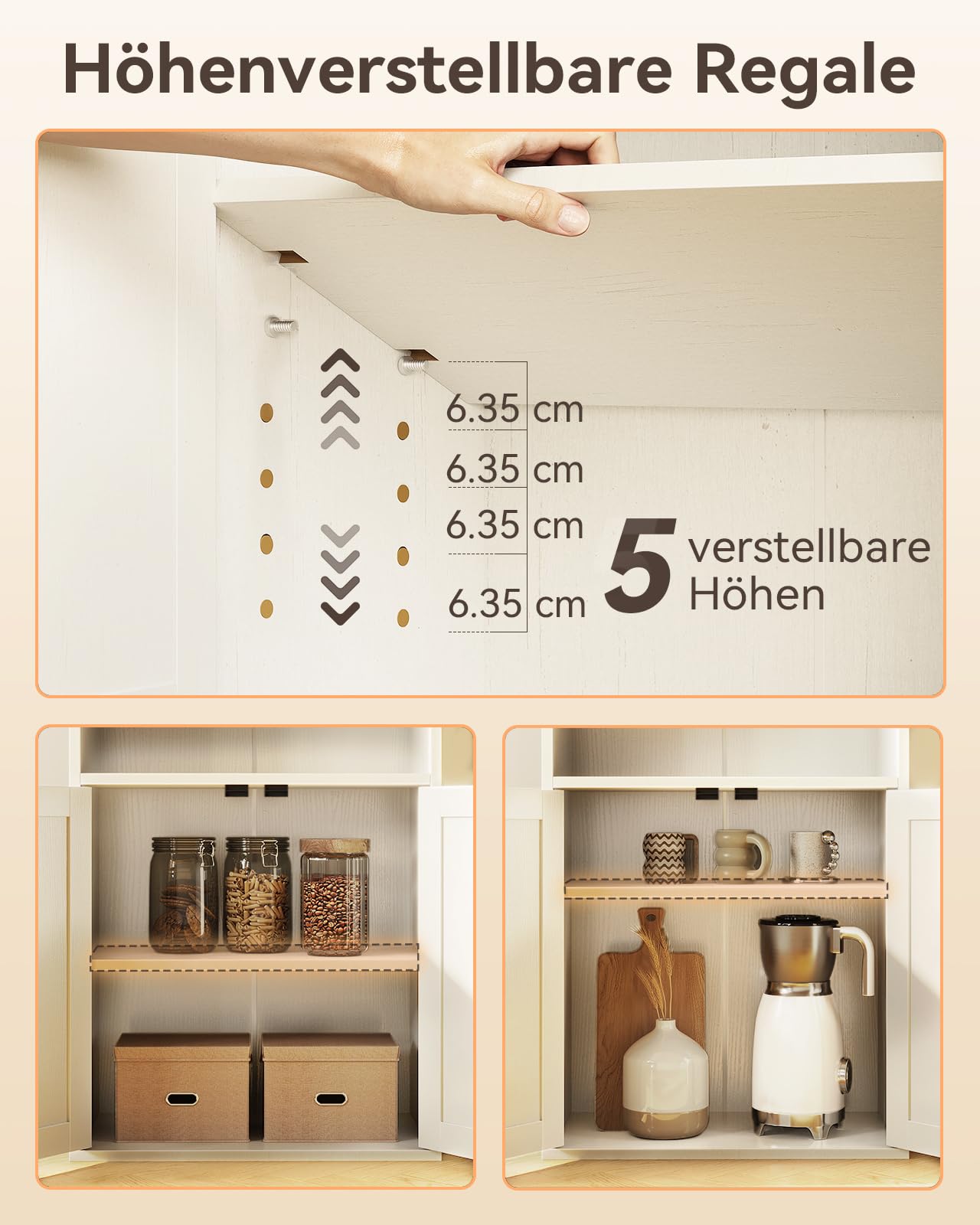 Coleshome 6 Niveaux Bibliothèque avec Portes et Placard, Bibliothèque Meuble de Rangement, Debout pour Stockage et Affichage, pour Maison, Bureau, Salon, Chambre à Coucher, Blanc