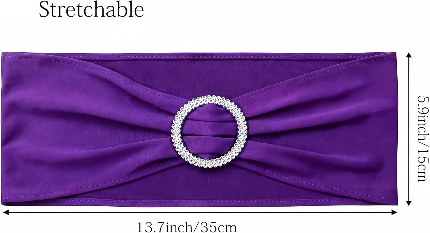 Spandex Purple Chair Sashes 100 Pack Wedding Chair Bows Bands Silver Buckle image 4