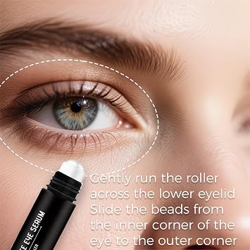 2PCS Caffeine Eye Serum & Under Eye Roller for Dark Circles and Puffy Eyes - Anti Aging Eye Cream with 360° Massage Ball, Hydrating & Anti Wrinkle Eye Care Treatment, 10ml