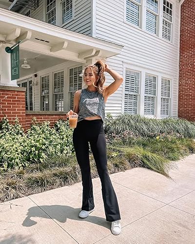 Morefeel Women's Flare Leggings-Bootcut Yoga Pants With Pockrts High Waisted Workout Bootleg Work Pants Dress Pants Black #TOP2