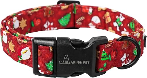 ARING PET Collar de Navidad para perro, lindo collar de perro de Papá Noel, ajustable, de algodón, rojo, collar de cachorro para perros pequeños,