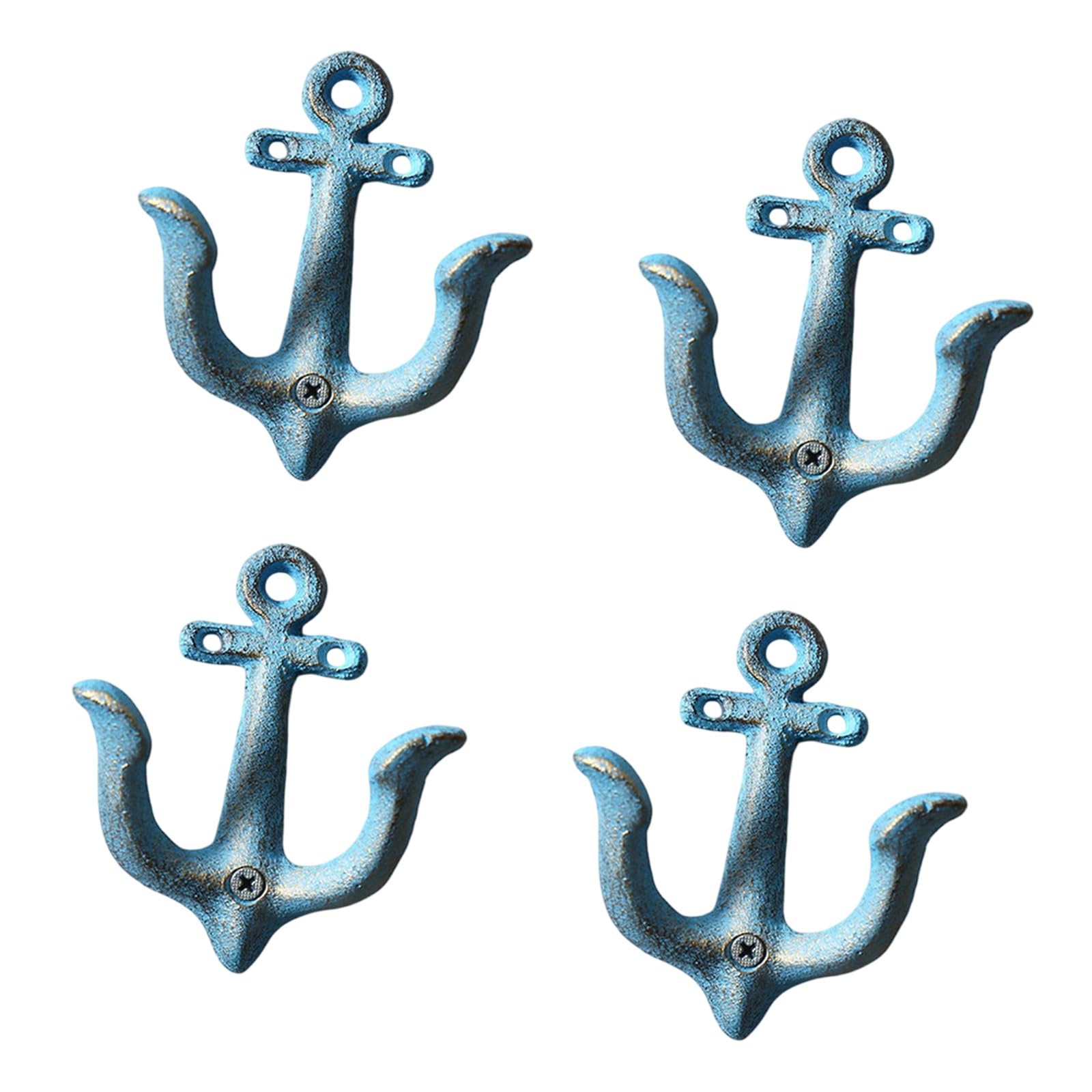 Qusinfc Blue Decorsative Metal Anchors Hooks For Wall Mounting Antique Iron Homes Decors Heavy Duty Hangers For Coat Hat Craft Projects Sturdy Anchors Coat Hanger