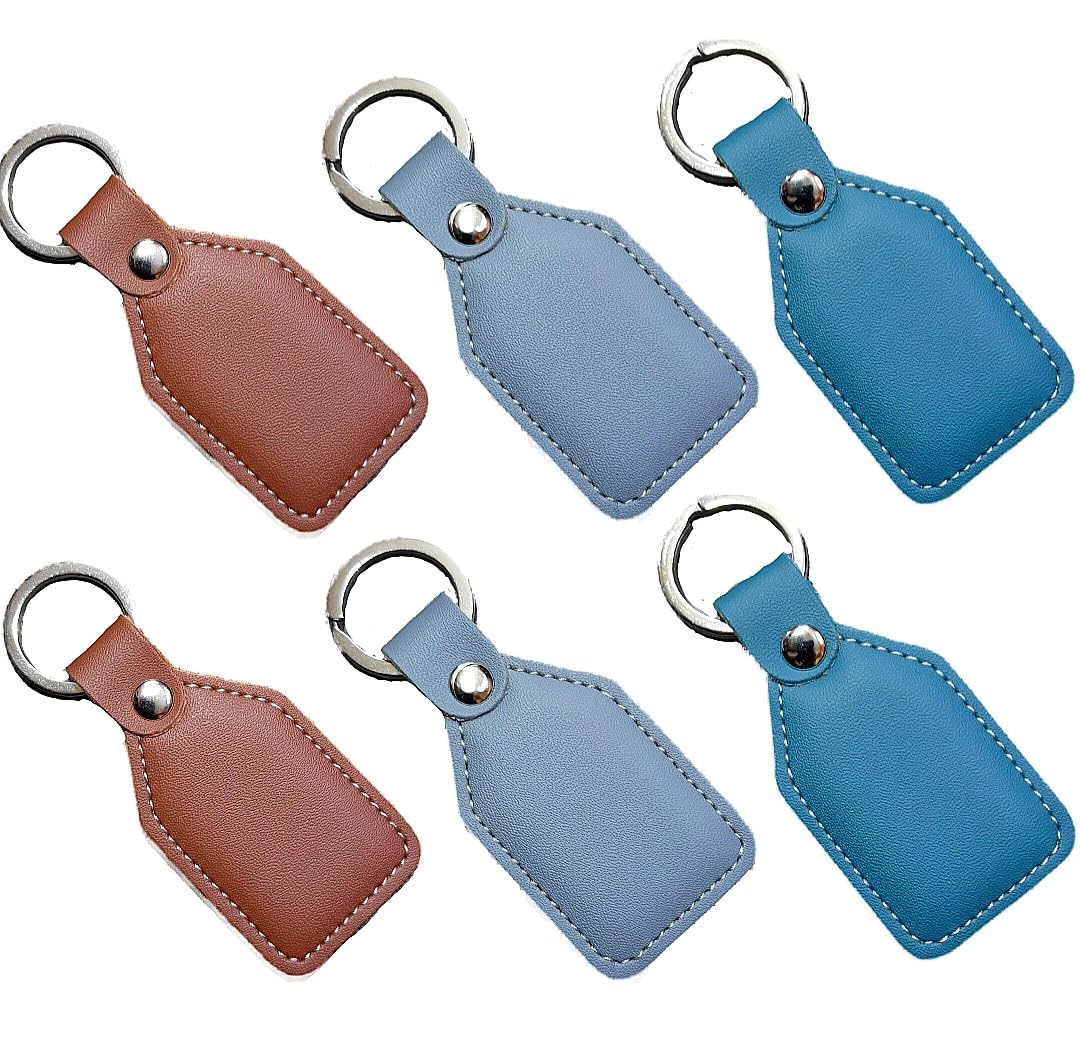 GIMNERLeather Keychains Set | Leather Key Ring Hook | Keychain Holder | Car & Bike Keychain | Heavy Duty Keychain for Men and Women Multi-Color, PACK OF 6, Medium, Chain