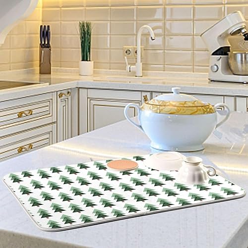 Miniatura 6 de Triangle Winter Trees White Dish Drying Mat Counter Mat Kitchen Dish Drainer With Mat Tapete Para Cocina 16'' x 18''