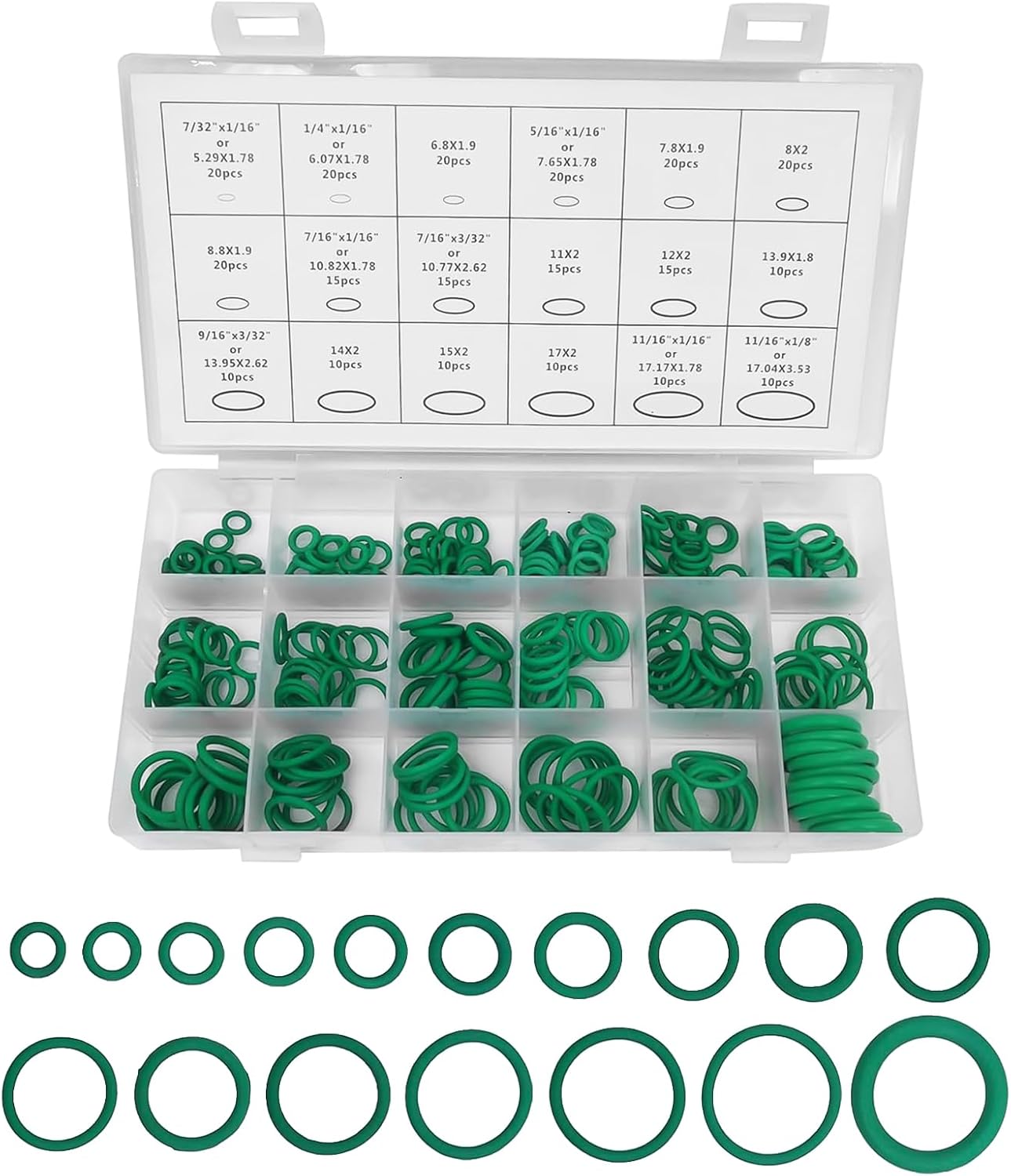 270PCS Car Air Conditioning O Ring Kit, Car Seal Kit, 18 Sizes Rubber Seals for Air Conditioning Compressor, Compressor O Ring Kit Car Accessories Fit Car Repair, Plumbing, Air Connection