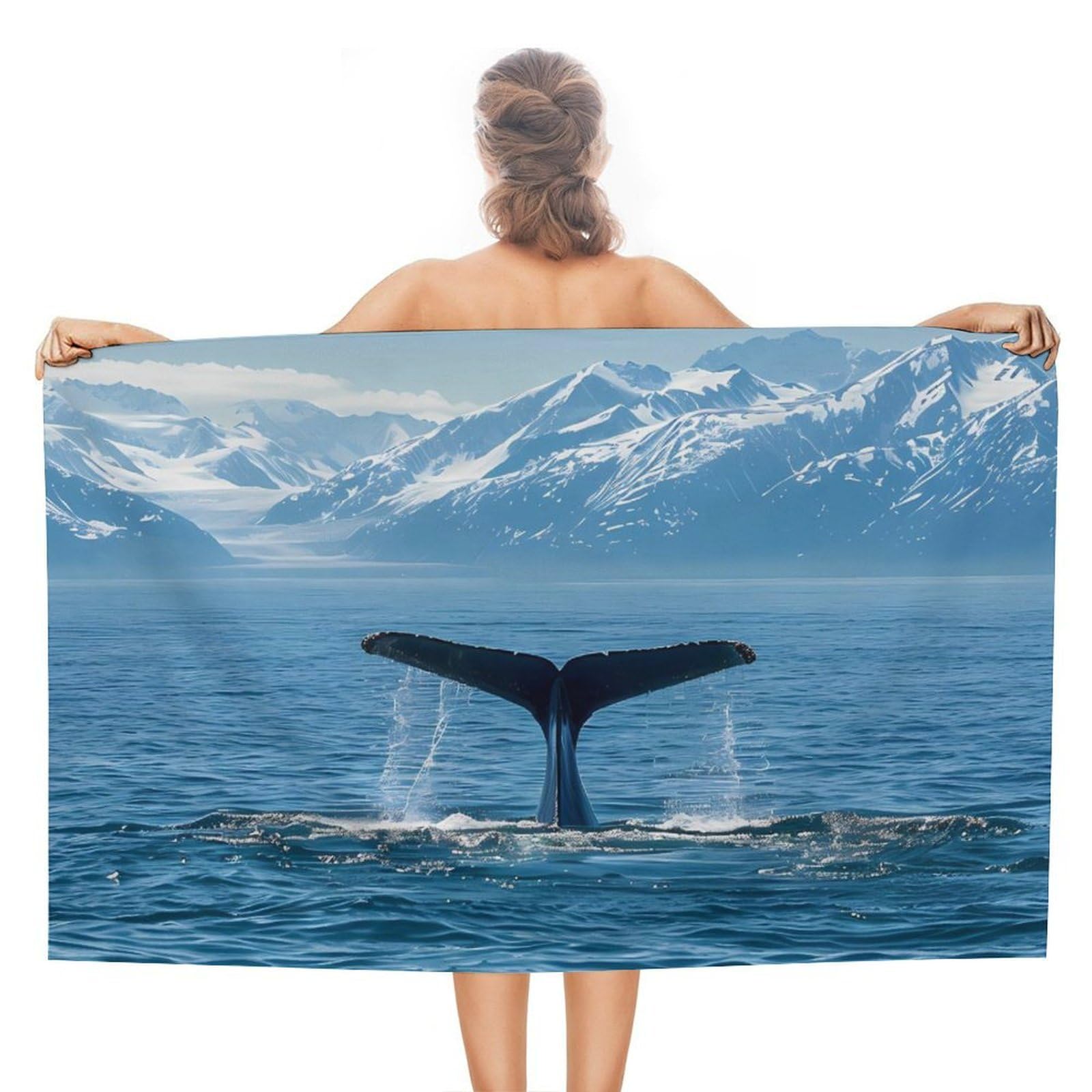 CGSBNGHA U.s.a-Alaska Whale Tail in Mountaines Beach Towels Soft Bathroom Bath Pool Swim Towels for Women Men