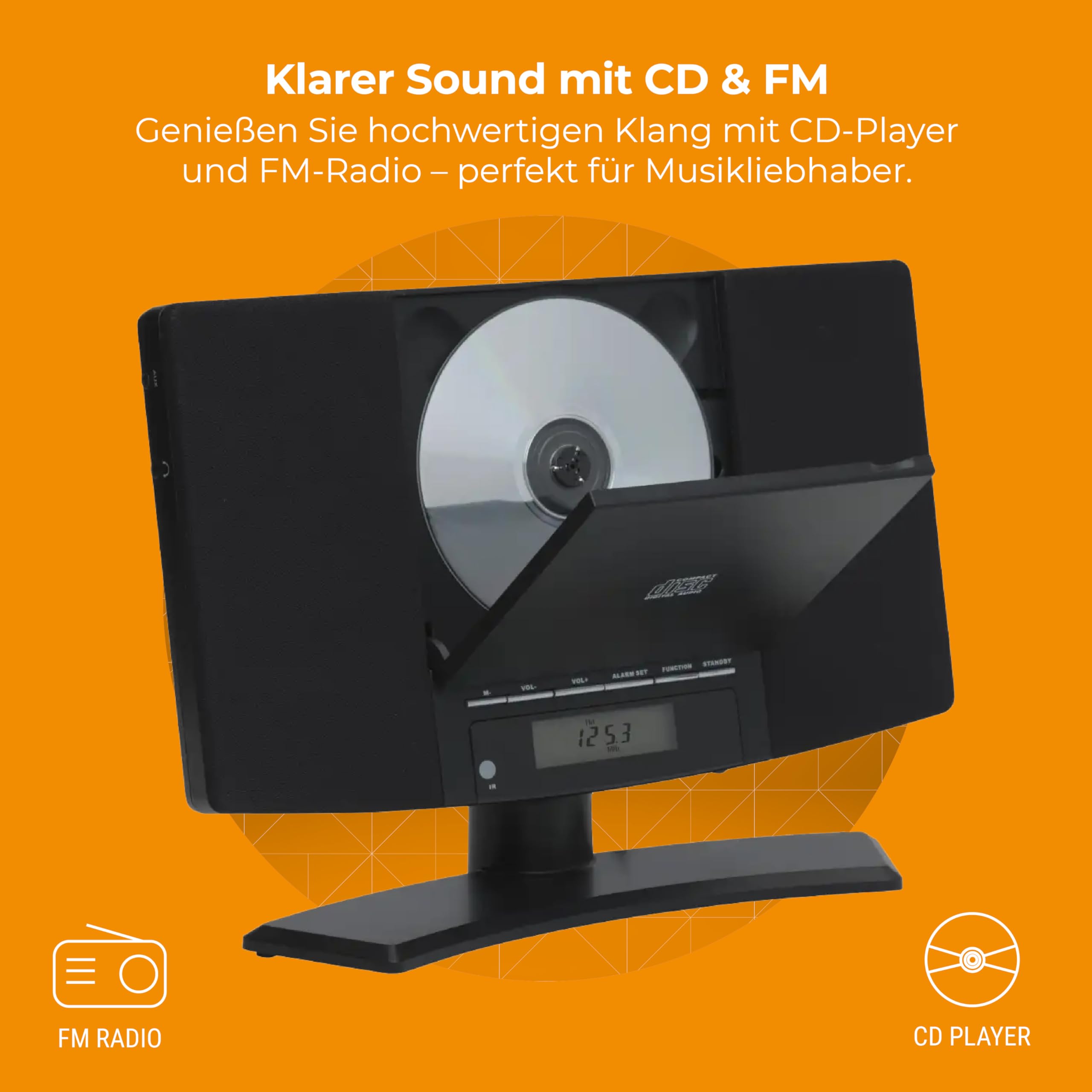 Denver MC-5220 Micro-chaîne Hi-Fi Lecteur CD Radio FM Fixation Murale Noir