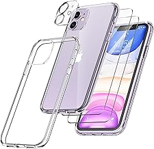 FLLAO Mobile Phone Case for iPhone 11 Case with 2 Screen Protectors and 1 Camera Protection, Soft TPU Silicone Shockproof Protective Case [Military Grade Protection] Transparent, Scratch-Resistant,