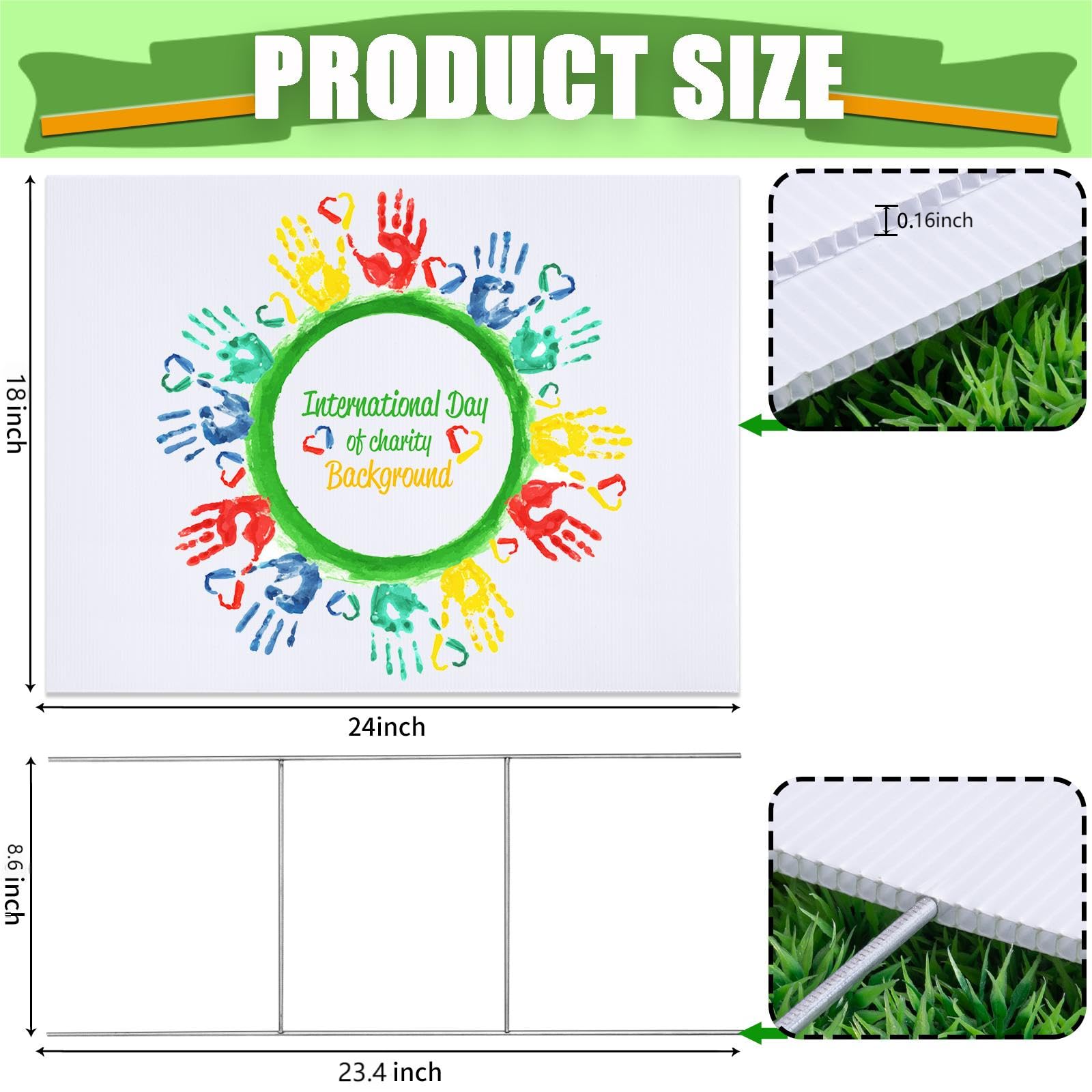 10 letreros grandes en blanco con estacas de 45,7 x 61 cm, kit de letreros de césped de plástico corrugado para venta de garaje, fiesta, cumpleaños, boda, campaña, estacionamiento, hazte