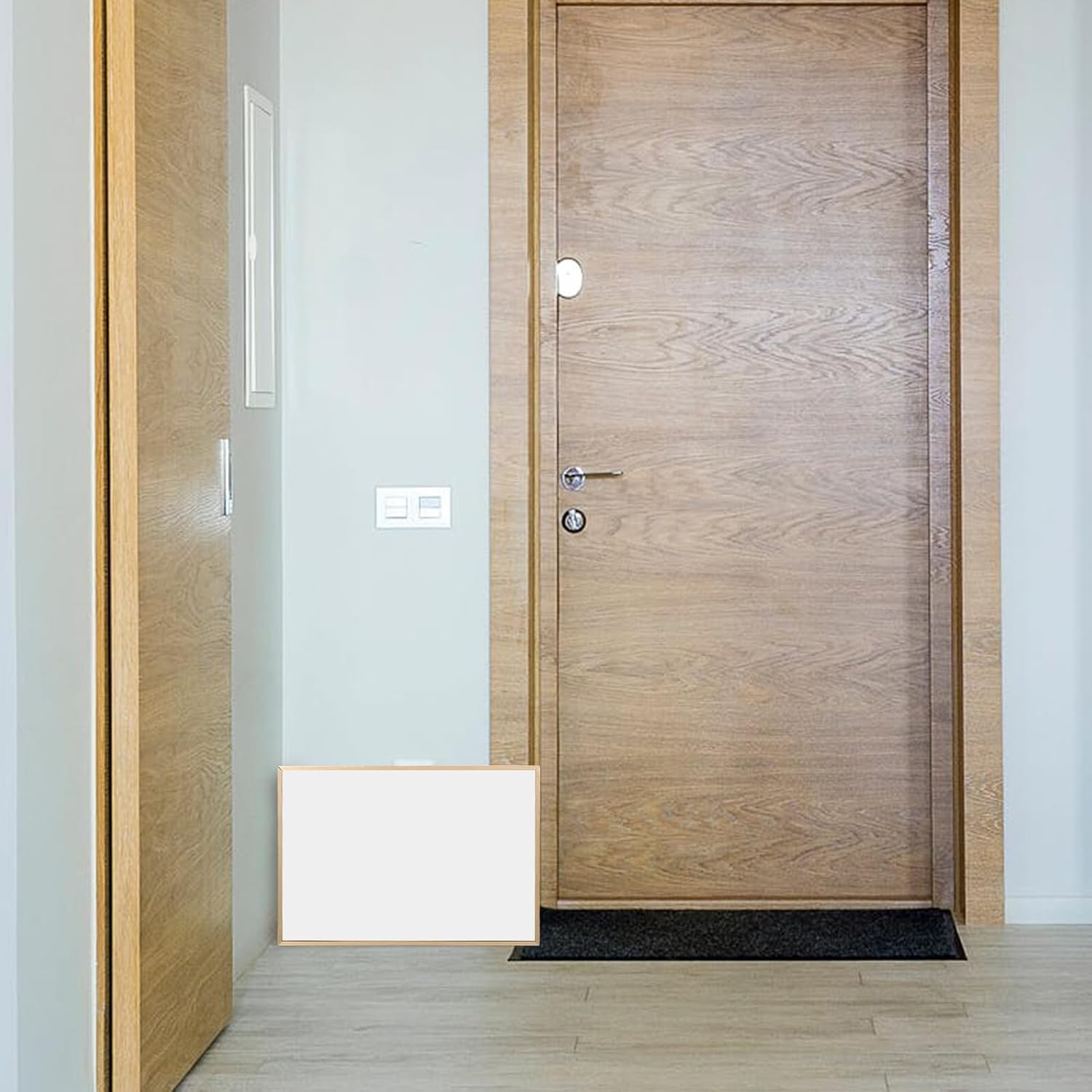 MERRYHAPY Multi-Functional Gold Aluminum Alloy Frame Floor Mirror for Shoe Fitting and Makeup, Small Entryway and Bedroom Mirror with European Style Wooden Stand