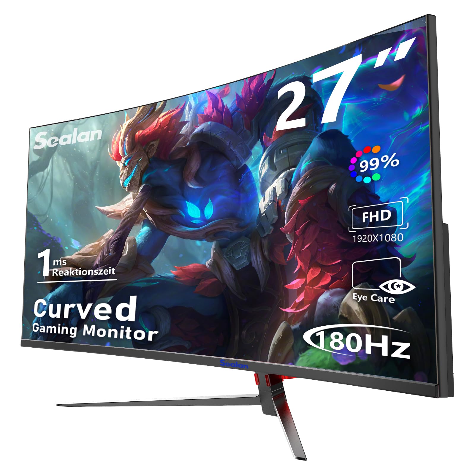 Amazon.com: Sealan 27 inch Curved Gaming Monitor 180Hz Full HD