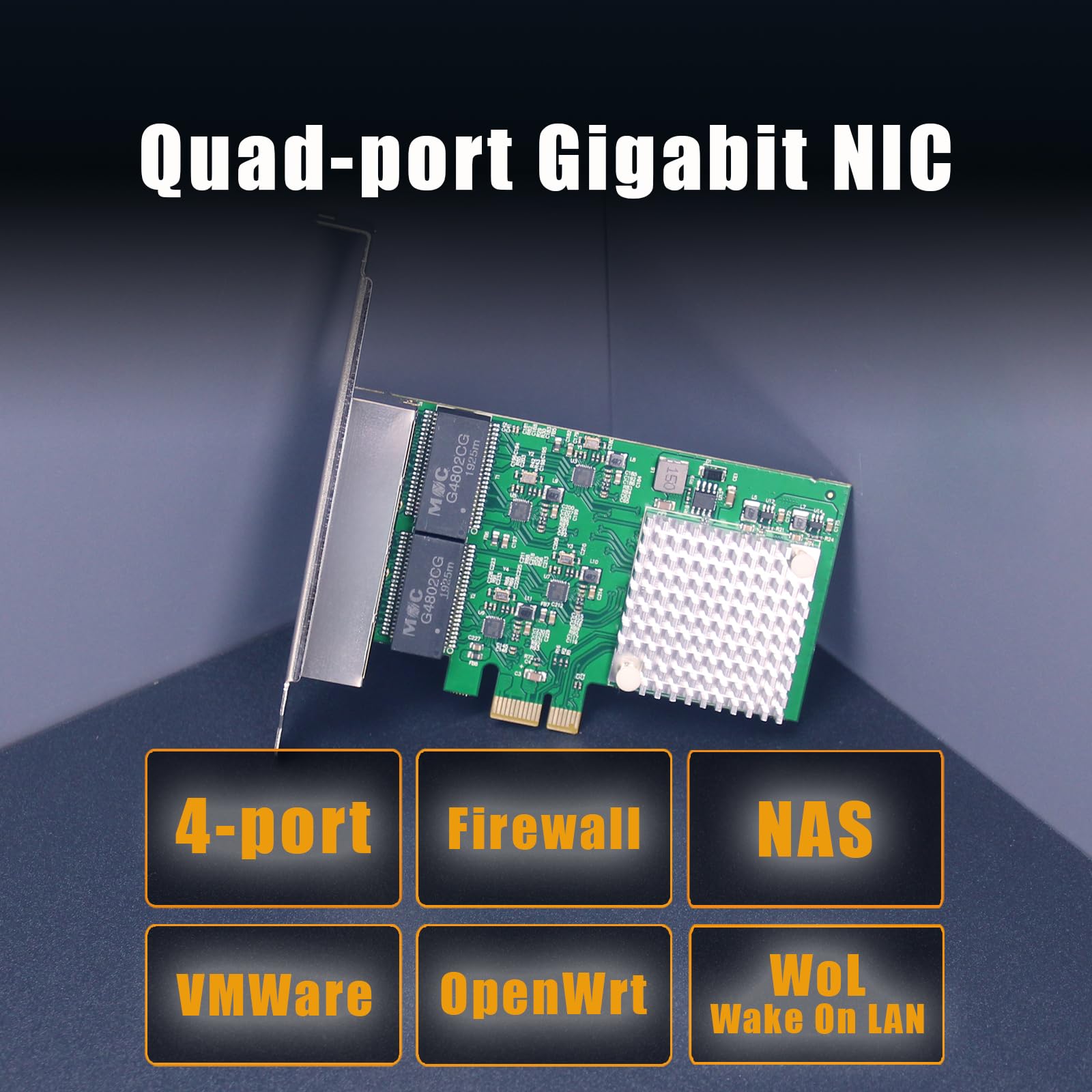 GLOTRENDS ST7314 Scheda di rete Gigabit a 4 porte con controller RTL8111H, porta LAN Ethernet RJ45, interfaccia PCIE 2.0 X1, staffa standard e a basso profilo