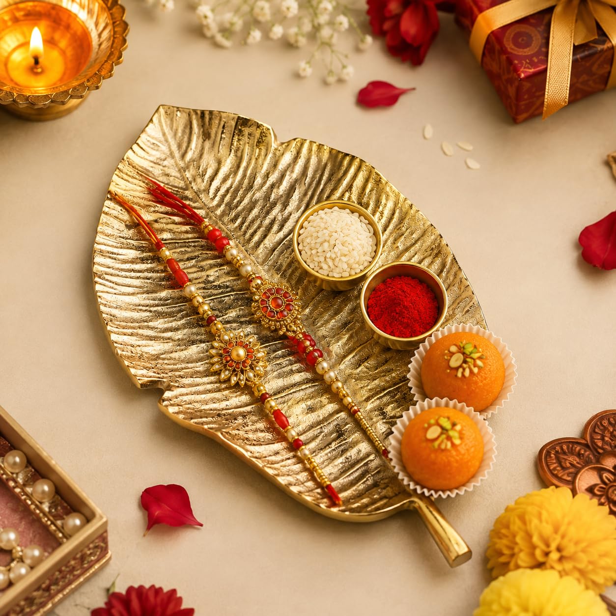 Gold Leaf Serving Tray - Luxury Decor Platter -6 Gold Leaf Serving Tray - Luxury Decor Platter -6