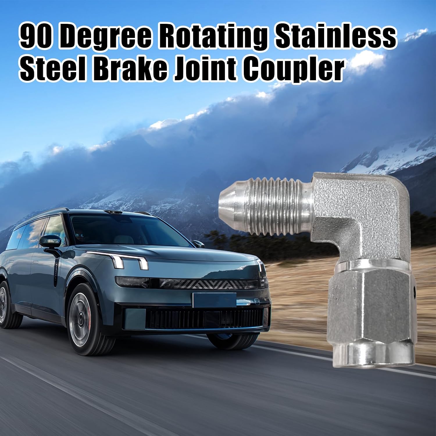 2Pcs 3AN Male to 3AN Female 90 Degree Stainless Steel Swivel Brake Adapter