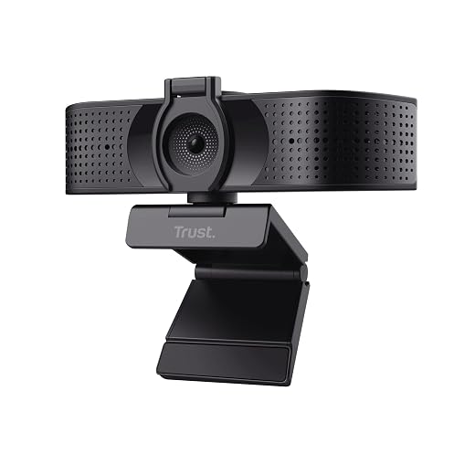Trust Teza 4K Ultra HD Webcam, 3840x2160, met 2 Microfoons en Autofocus, 30 FPS, USB Plug & Play, Webcam voor Teams, Zoom, Skype, PC, Laptop, Mac, Macbook - Zwart