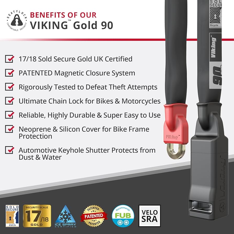 Amazon.com : Seatylock Viking Bike Chain Lock with Key - Magnetic Amazon.com : Seatylock Viking Bike Chain Lock with Key - Magnetic