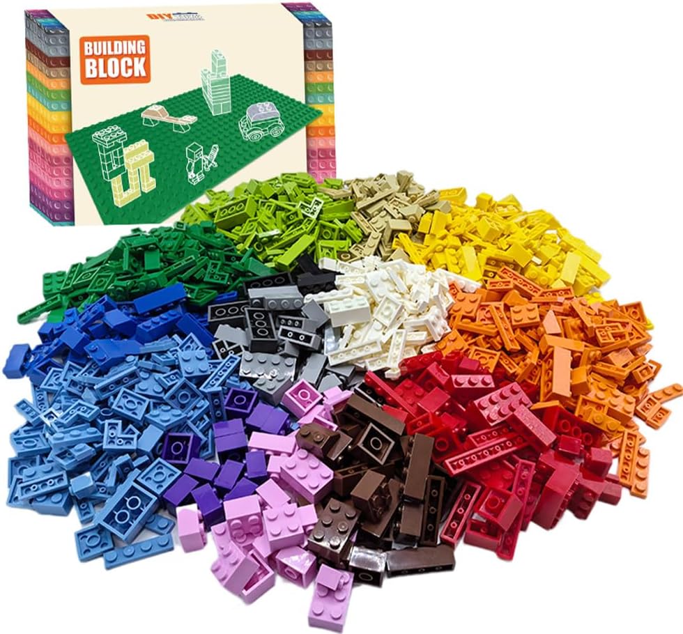 1200 Pieces Bulk Classic Building Blocks Set, Compatible with Major Brands, Basic Building Bricks Box Multiple Colors and Shapes Available