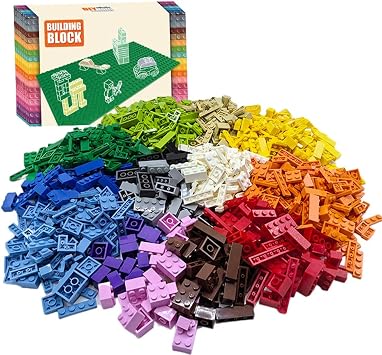 1200 Pieces Bulk Classic Building Blocks Set, Compatible with Major Brands, Basic Building Bricks Box Multiple Colors and Shapes Available