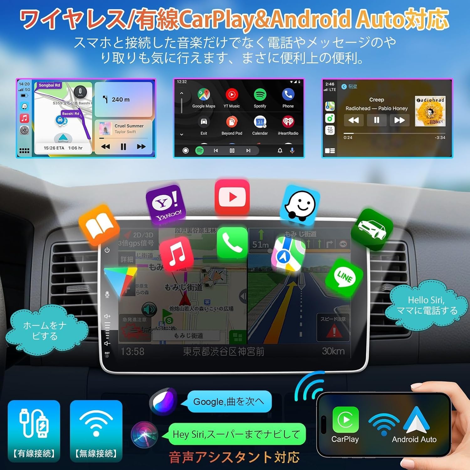 Amazon.co.jp: Rolax 2din Android Autoラジオマルチメディア