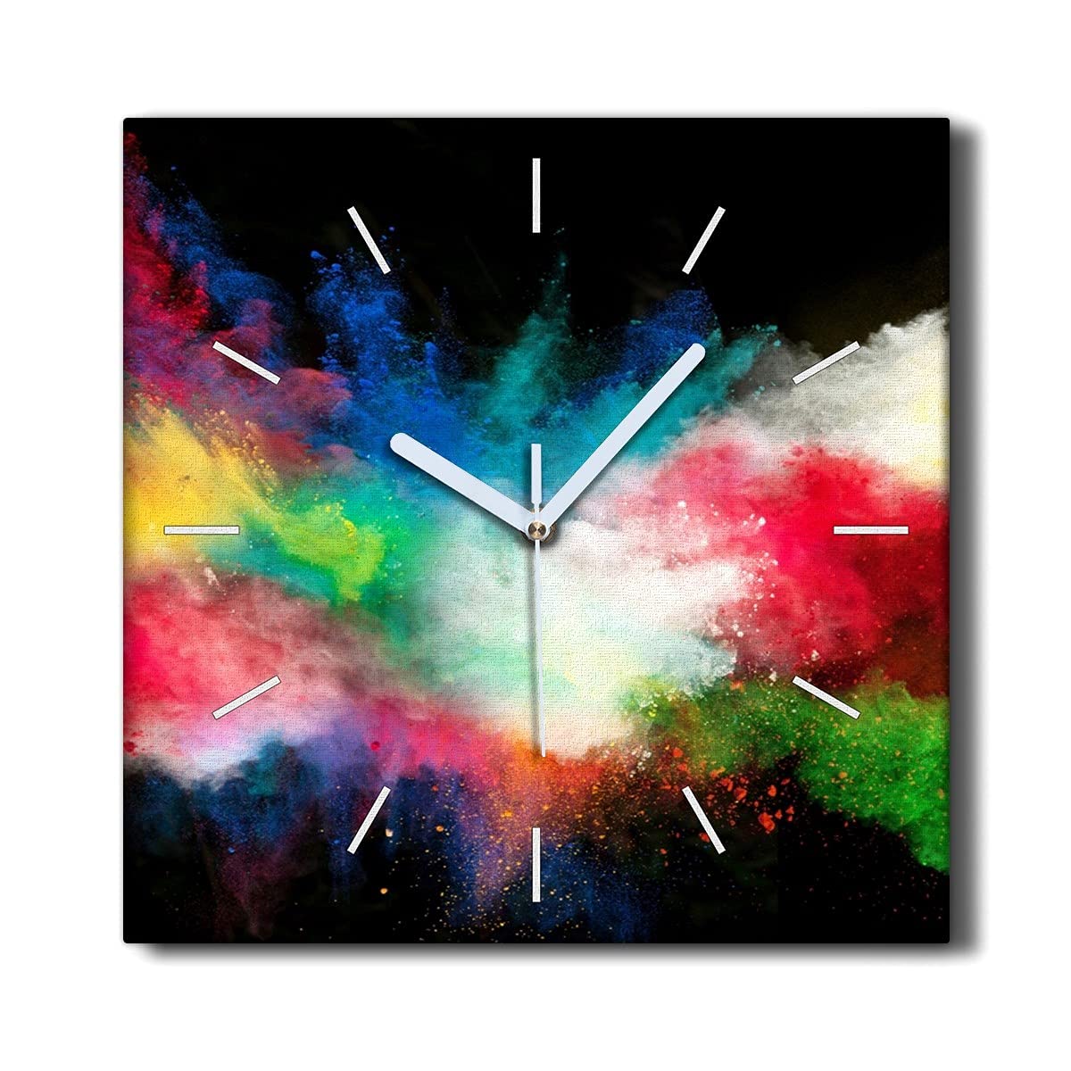 Le salon décoration murale sublimé par l'horloge sur toile carrée 30x30