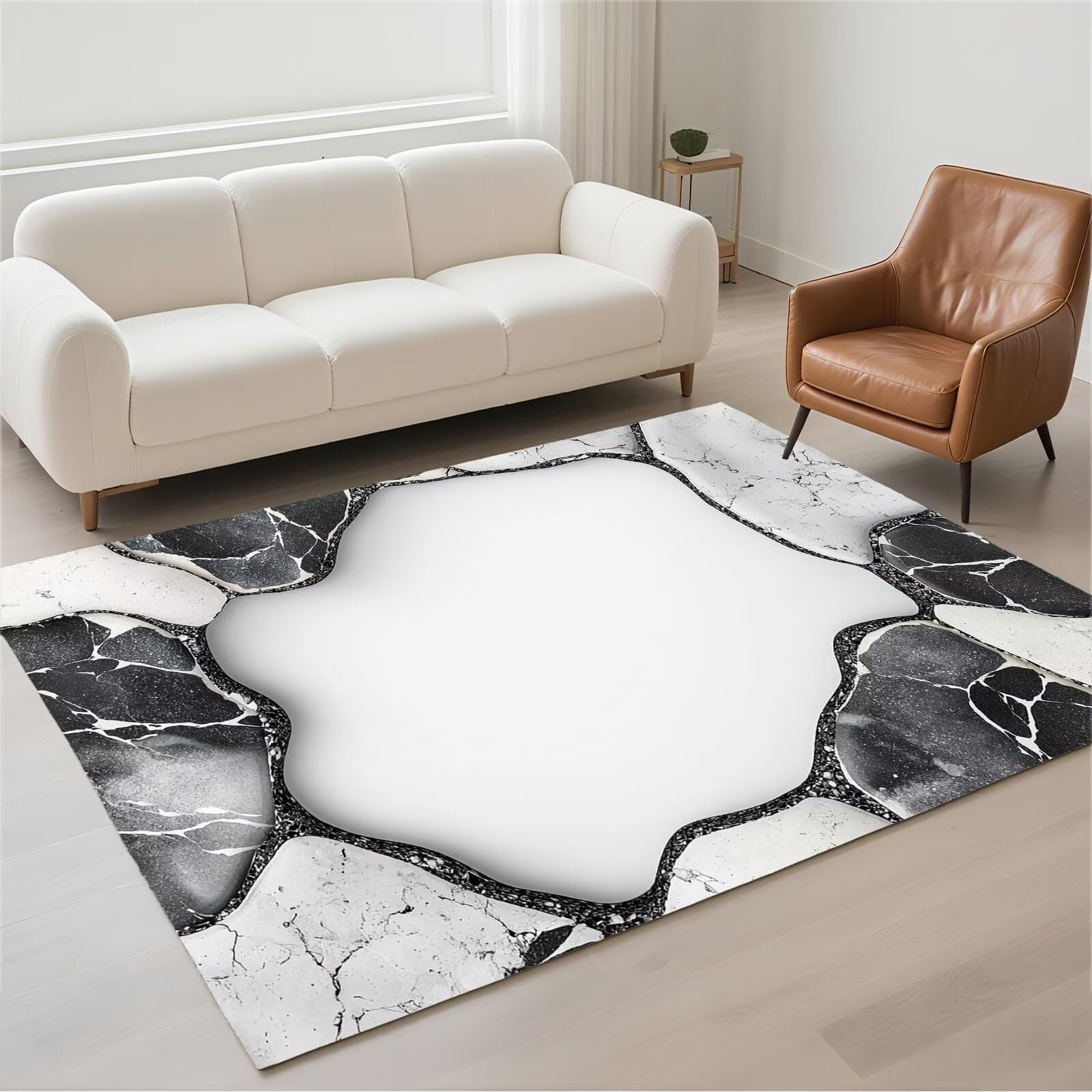 Tapis pile bouclée 50x80 cm moderne et doux, tapis de salon lavable modèle 13-200
