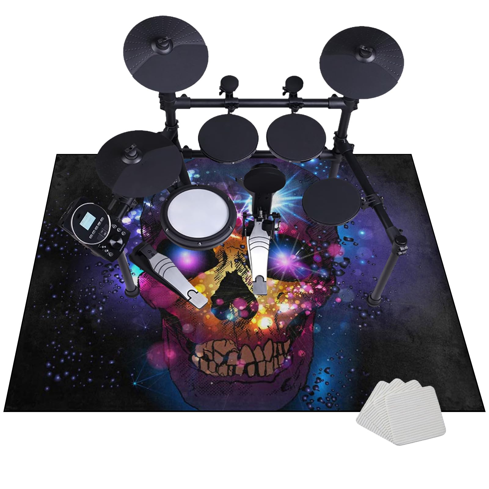 Professioneller Drum Teppich 140 x 120 cm, Schlagzeug Teppich, rutschfeste Drum Rug, Schallschutz Trommelmatte, Professionelles rechteckiges elektronisches Jazz Schlagzeug Kit