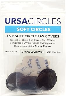 URSA Straps Soft Circles Mic Tape: Reusable Lav Mic Tape Soft Covers | Wind Shield and Camouflage for Lavalier Mics | 15x Soft Lavalier Tape Circles + 30x Stickies | Microphone Tape Brown
