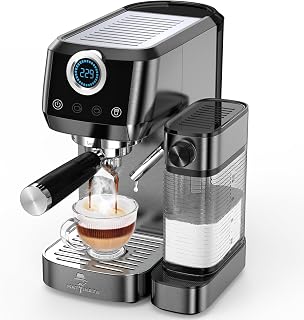 MAttinata Cappuccino Machine, Espresso Machine with Automatic Milk Frother, Stainless Steel Espresso Maker 20 Bar, Latte Coffee Maker with Touchscreen for Home, Office Black