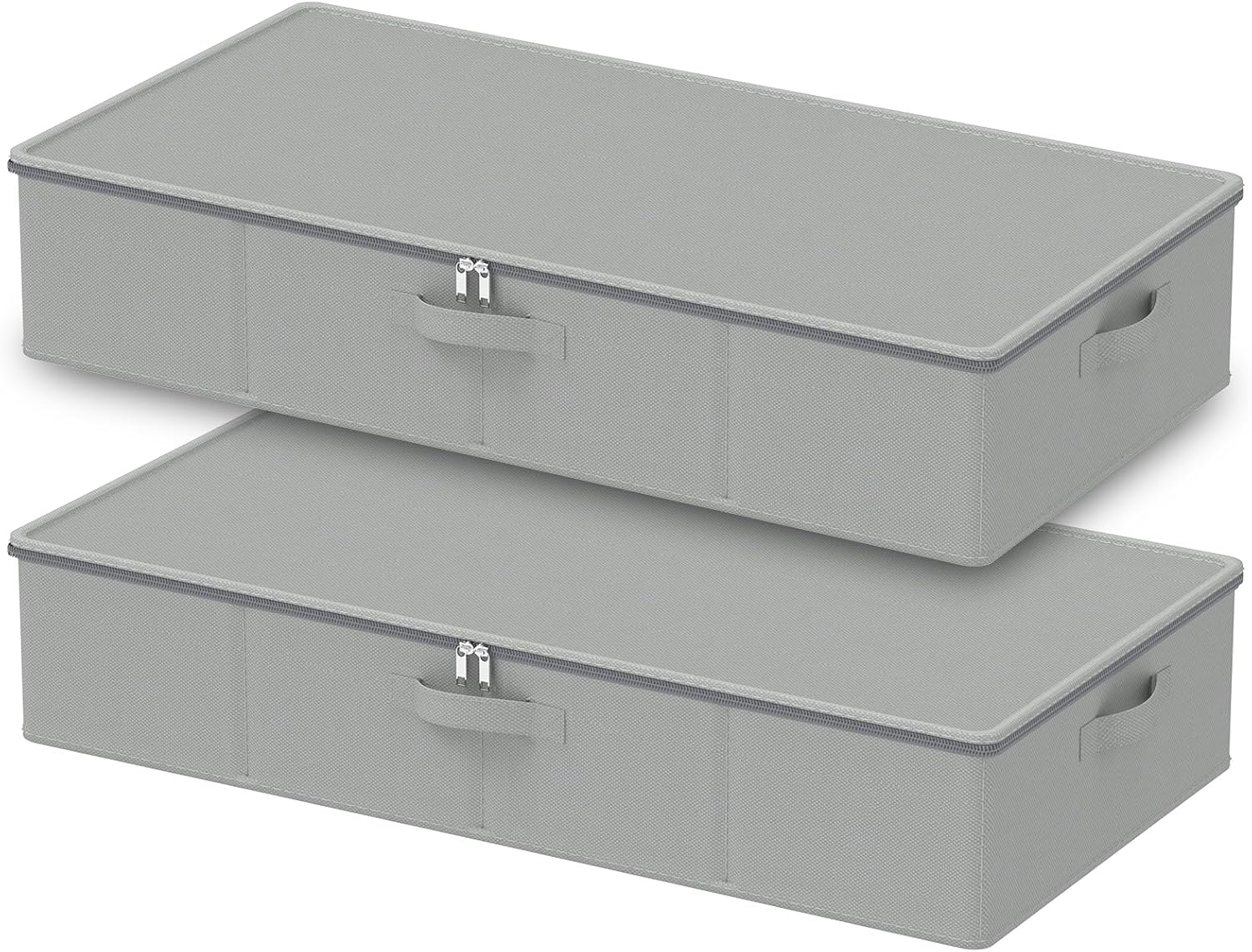 Under Bed Storage Containers, Foldable Closet Organizers with Handles, Underbed Cube Organizer Basket with Zippered, 2 Pack, Grey, 31.5 x 15.7 x 5.9 In, XSNY20GL-2