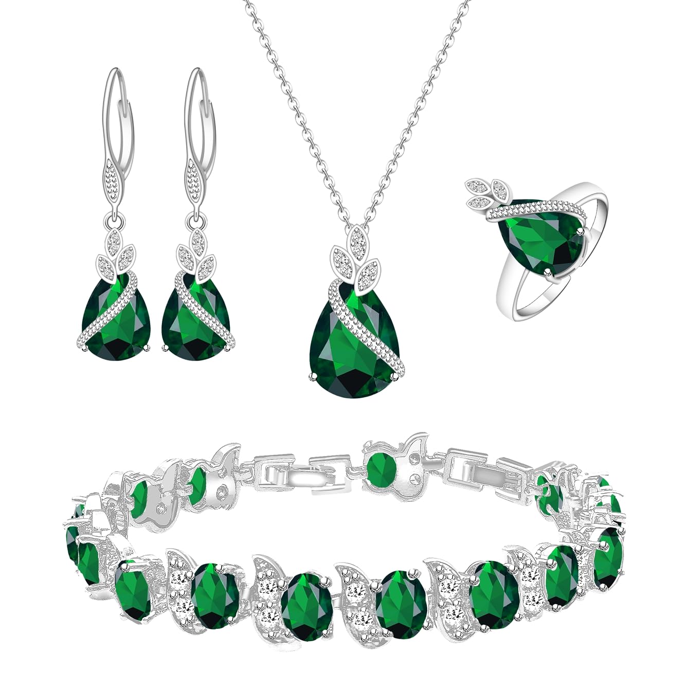 LMXXVJ Teardrop Cubic Zirconia Jewelry Set