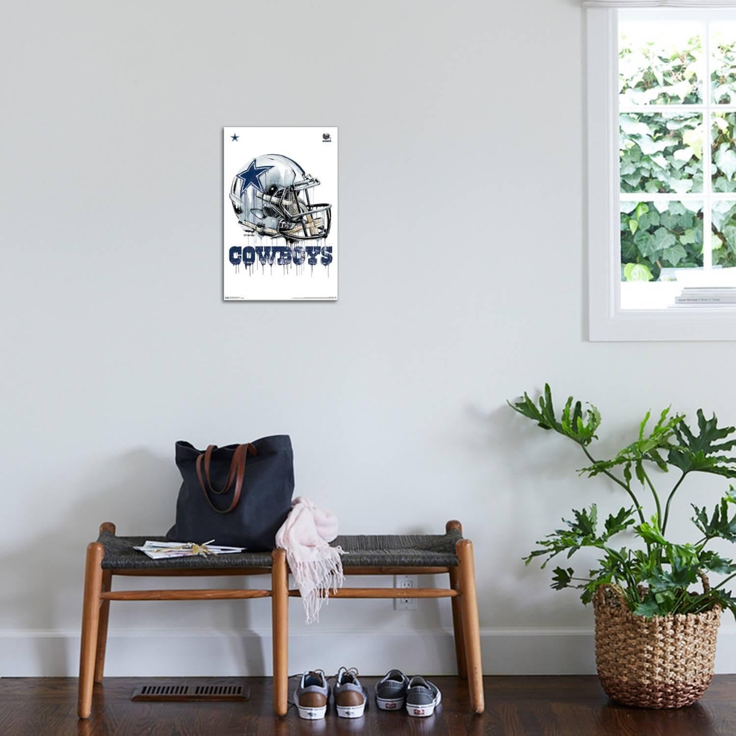 Trends International NFL Dallas Cowboys - Drip Helmet 20 Wall Poster, 14.72" x 22.37", Stretched Canvas
