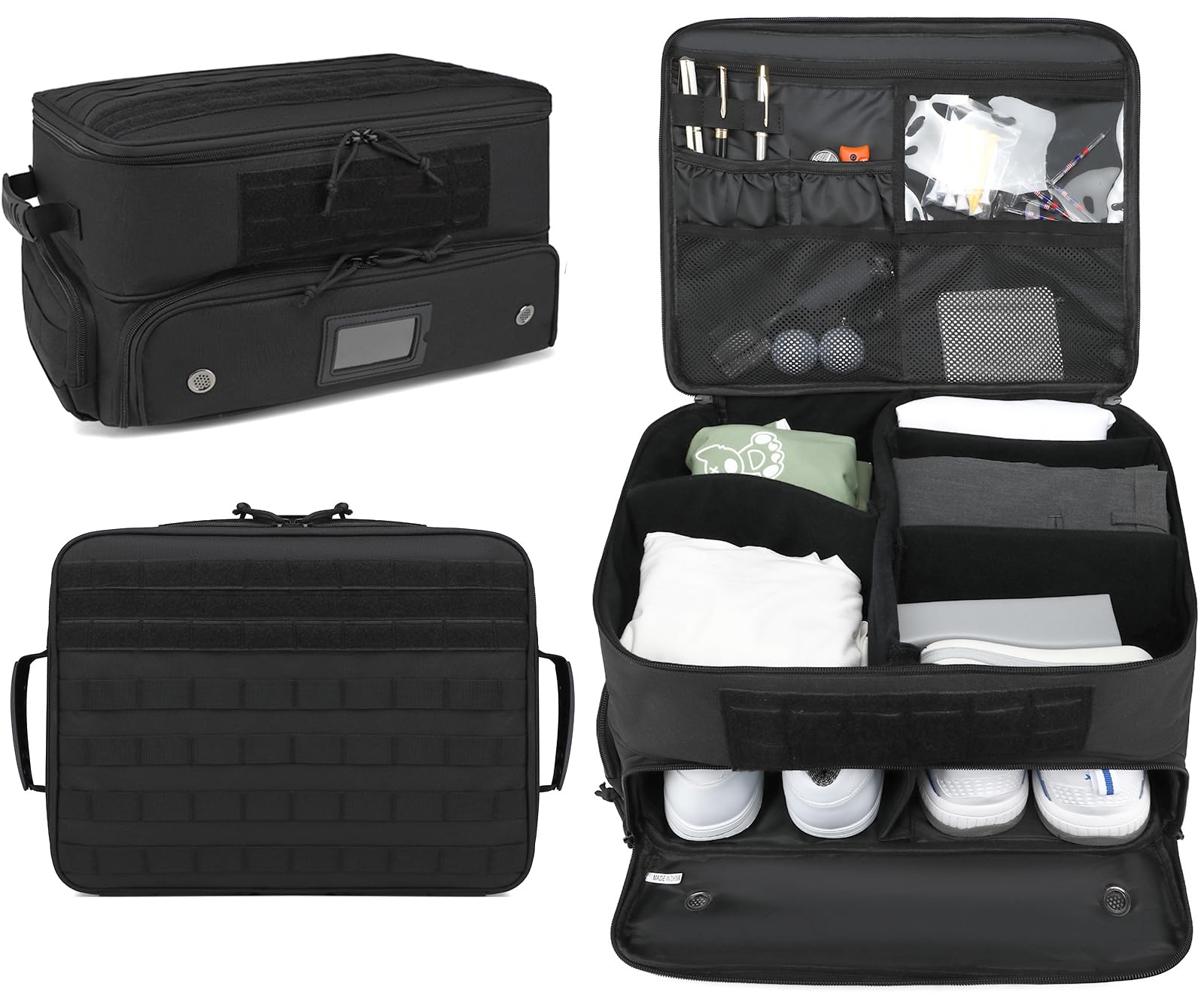 Golfkoffer Organizer Faltbare Golf Trunk Organizer 2 lagiger Auto Golf Schließfach mit separatem 2 Paare Schuhfach für Balls, Tee, Zubehör, Golf Geschenk