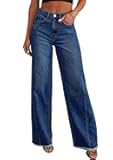 Wide Leg Jeans for Women Trendy 2025 High Waisted Stretchy Baggy Raw Hem Denim Palazzo Pants with Pockets