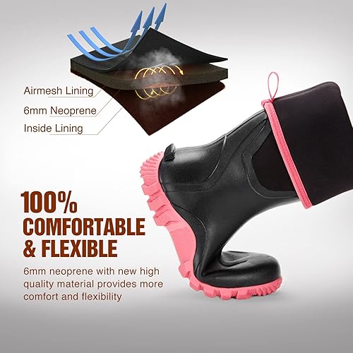 Miniatura 3 de TIDEWE botas de goma para hombre, para todas las temporadas, impermeables, con cambrellón de acero, neopreno de 1564pulgadas, duraderas, para cazar,
