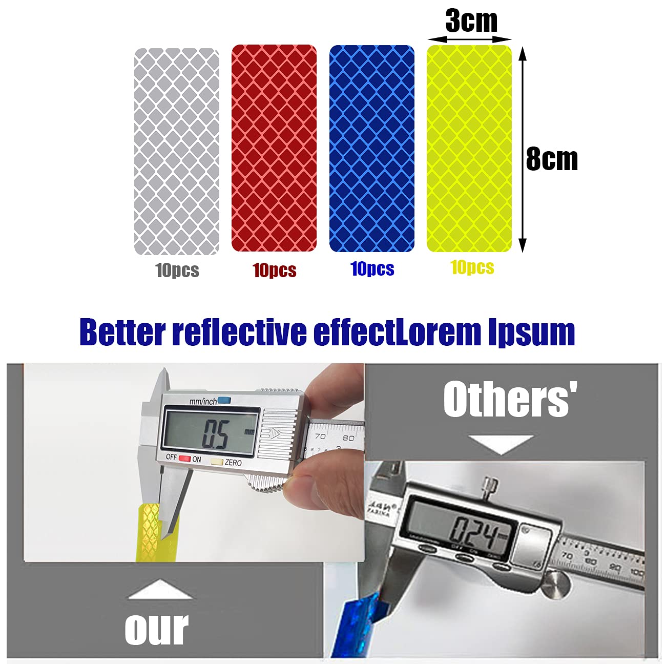 Autocollants Réfléchissants – 40 Bandes De Sécurité