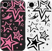 Vista 48 de Paquete de 2 Fundas Lindas y Geniales de Estrellas Negras para iPhone 7/8 / SE 2020 / SE 2022 de 4.7 Pulgadas, Funda Estética, Antiarañazos
