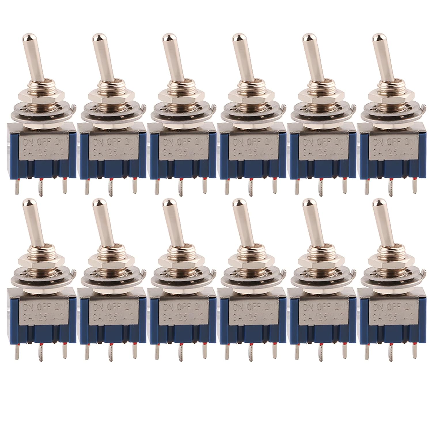 CESFONJER 12 SPDTミニチュアトグルスイッチ、オン/オフ/オン3ピン3ポジションミニチュアトグルスイッチAC 125V / 6A（ブルー）